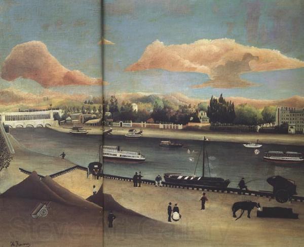 Henri Rousseau View of Point-du-Jour.Sunset Spain oil painting art